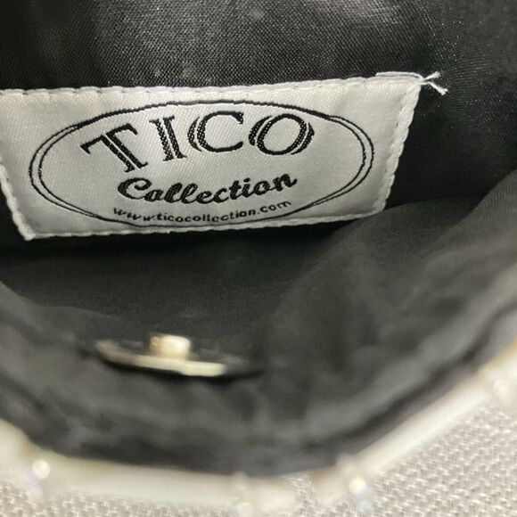 Tico Collection Shoulder Bag Shell Sided Beaded Strap agnetic Snap Closure - Picture 4 of 6